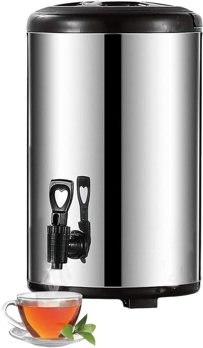 Drankdispenser Roestvrijstaal - Isolatiekan Serveertank - Dranken Warm Houden - Dubbelwandige Isolatie - 10 Liter - Zilver