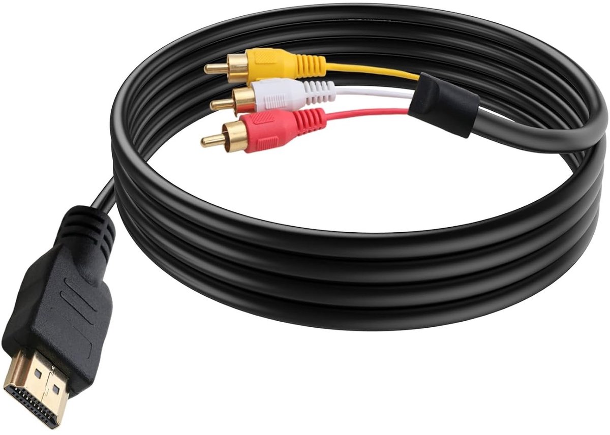 HDMI naar RCA Kabel 1.5m - Audio Overdracht Adapter voor TV, Projector en Media Speler, 1080p Beeldkwaliteit en Compatibiliteit met VCR en DVD
