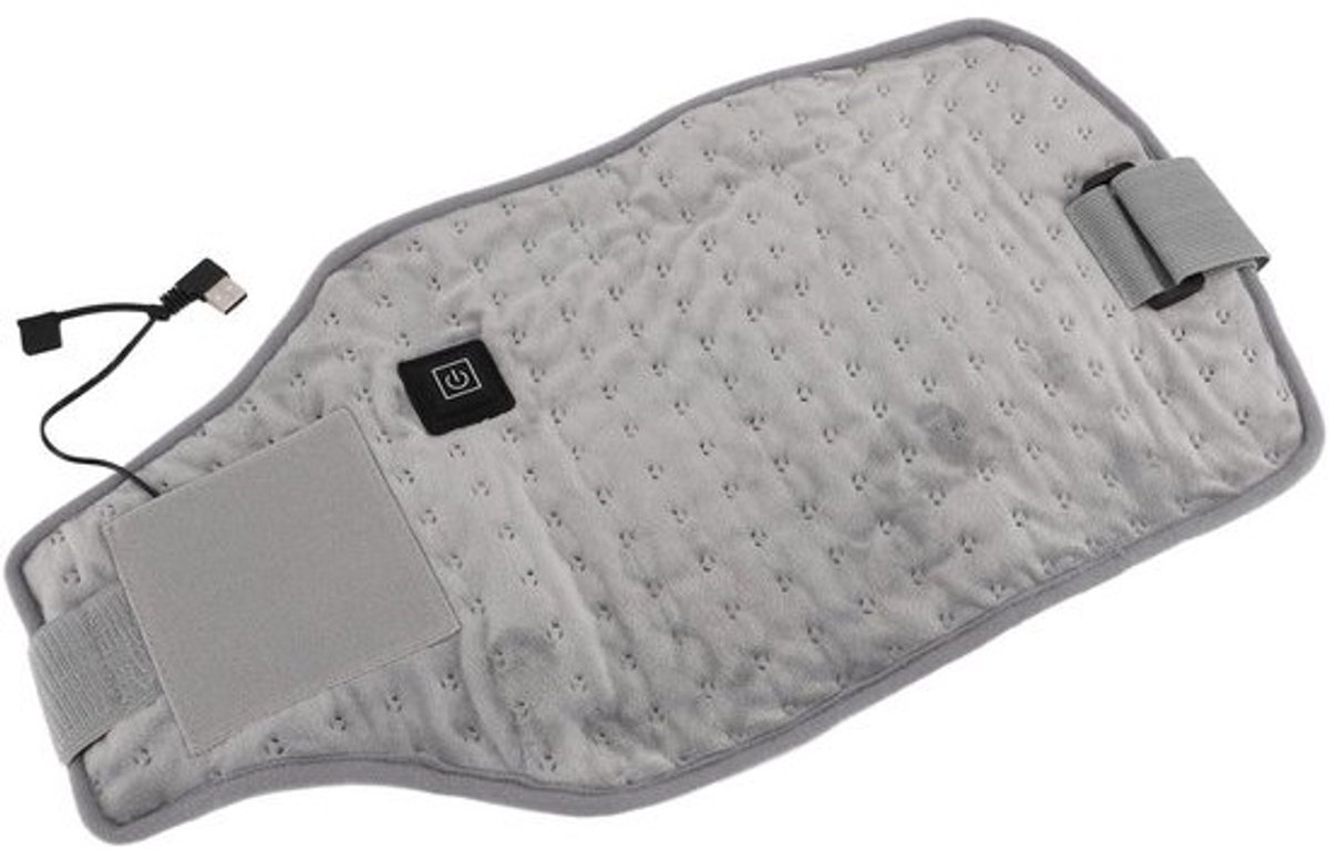 Verwarming Tailleomslag - Verwarmingskussen Heup - Warmte Therapie - USB-aangedreven Snel Verwarmend - 27 x 17 x 5 cm - Lichtgrijs