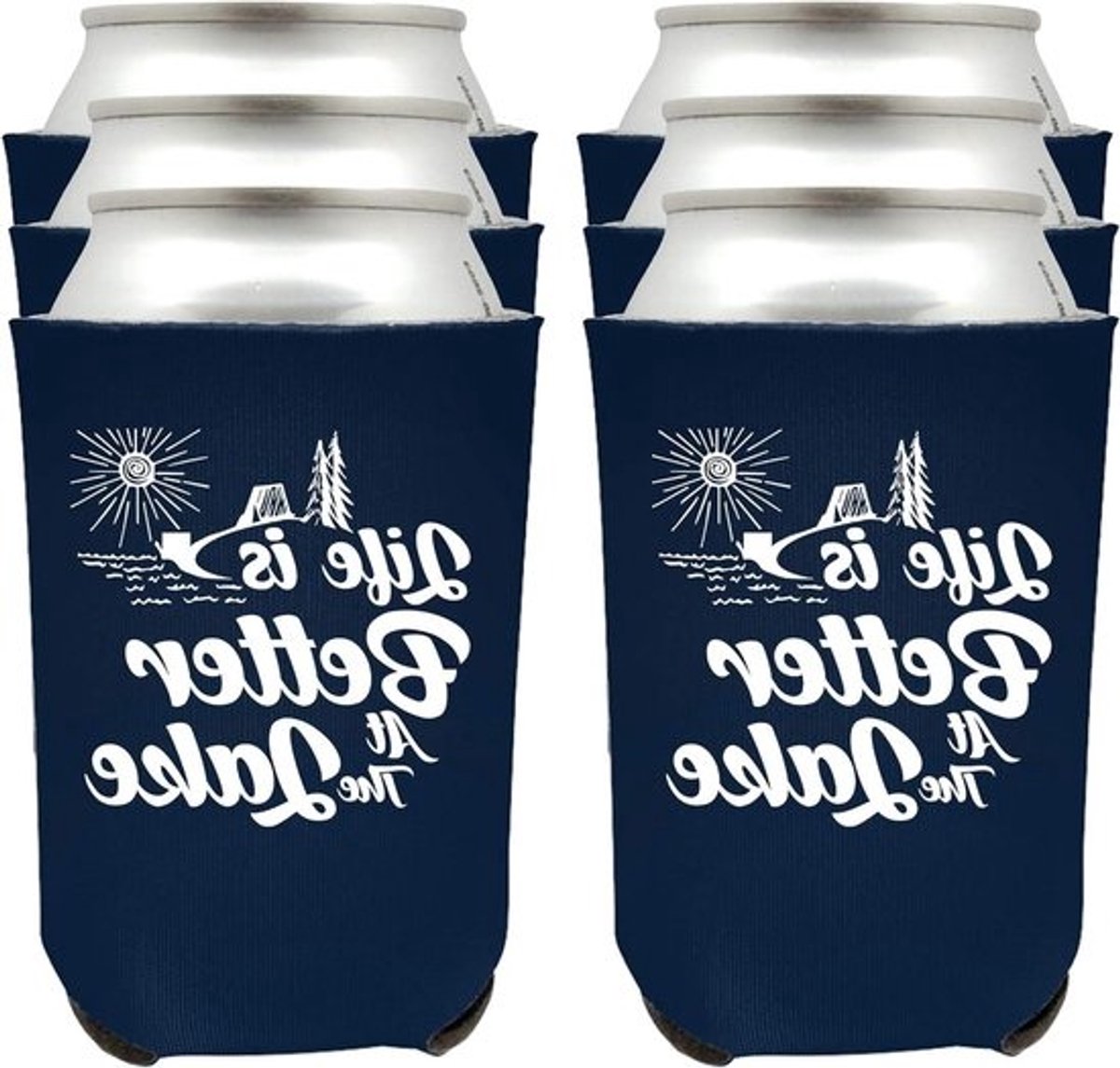 Koelhoesjes - Drankkoelers Can Coolers - Drank koel houden - Met tekst - 12 stuks - Navy