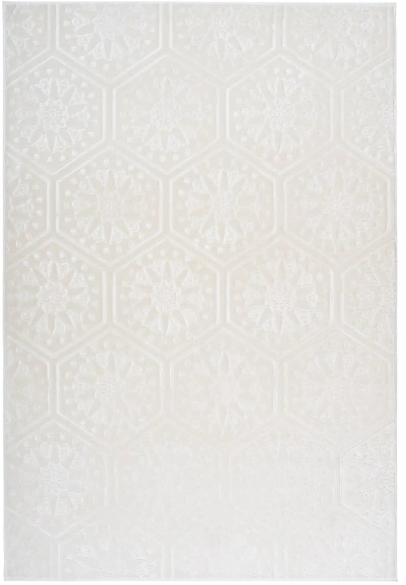 Dutch XXL Marokkaans Vloerkleed | Tapijt | Monroe | Hexagon | Wit | 160x230 cm