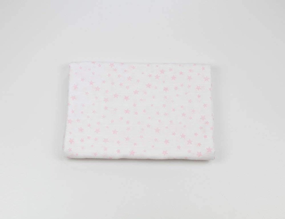 Musselin Doek 100% Katoen - Zacht en Absorberend - Sterrenpatroon - 120 x 120 cm - Roze