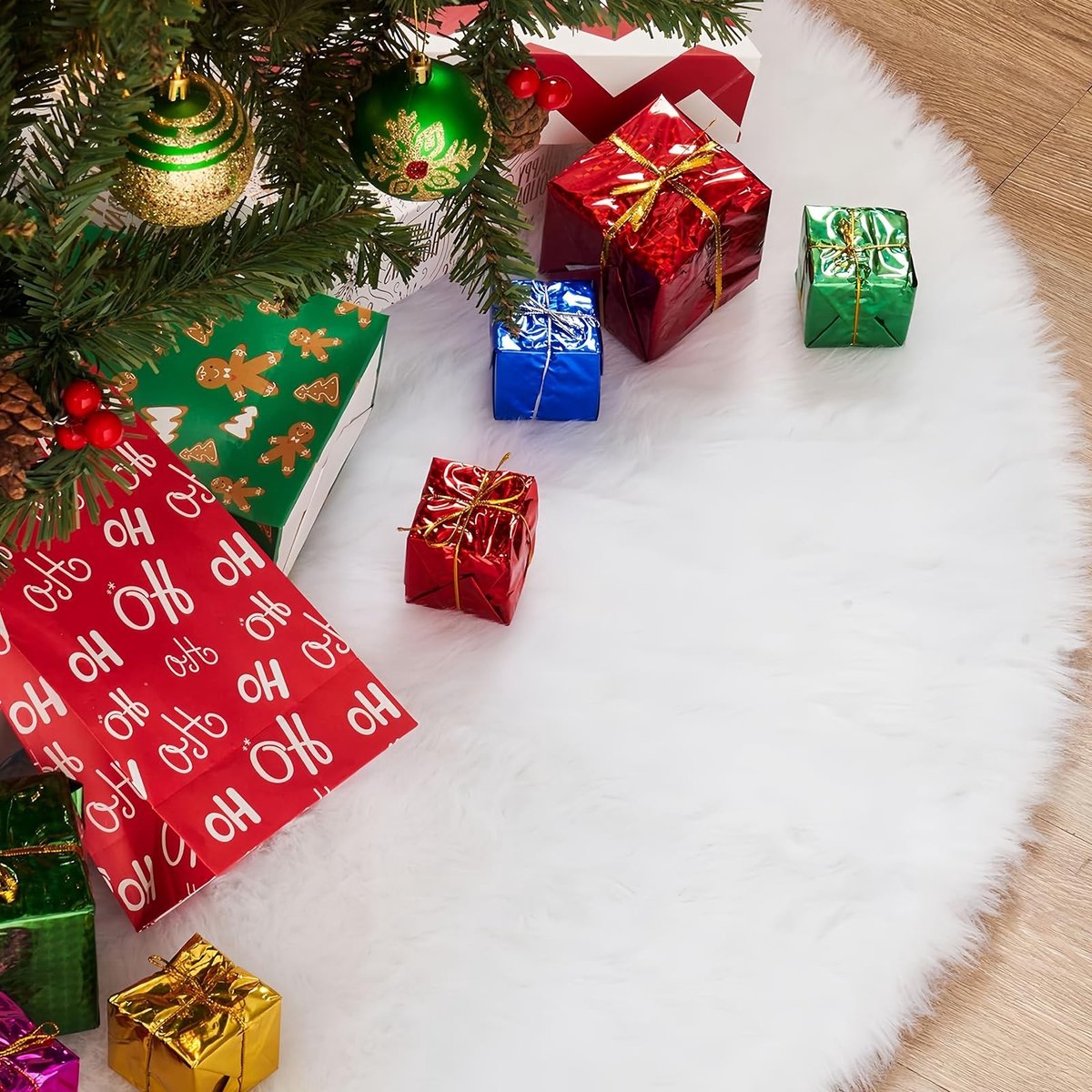 Kerstboomrok - Korte nep bontdecoratie - 90 cm