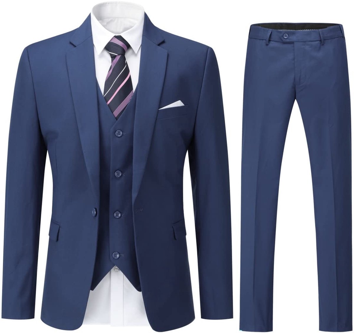 Heren 3-delig Pak - Slim Fit - Donkerblauw
