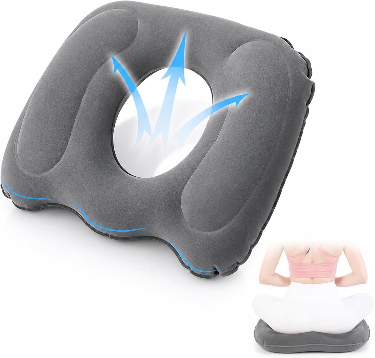 Opblaasbaar Donut Kussen voor Orthopedische Ondersteuning, Coccyx Pijnverlichting, Ideaal voor Thuis, Kantoor en Auto, Verlicht Postoperatieve en Ischias Klachten