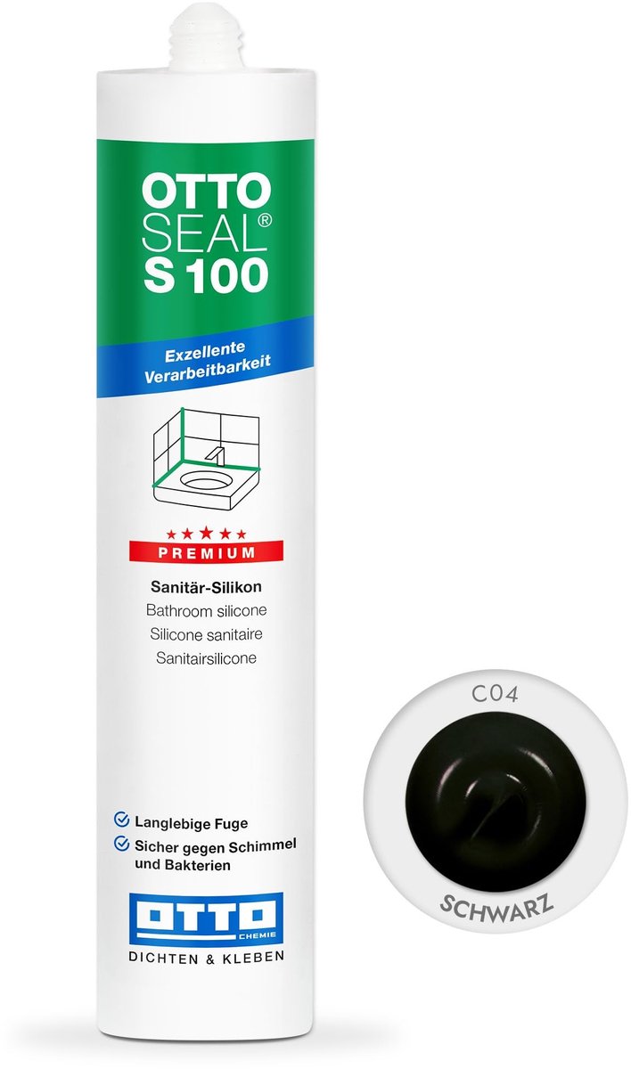 Sanitaire silicone S100 - 300 ml - Zwart