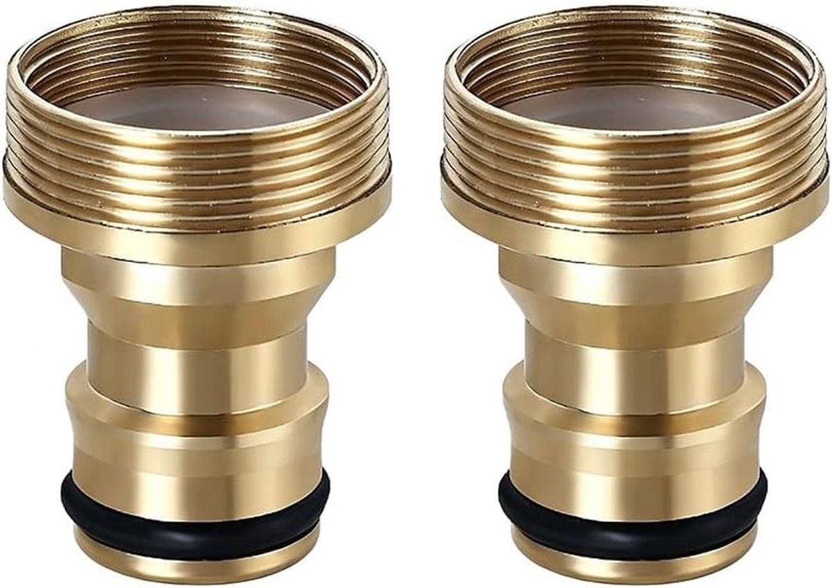 2 stuks tuinslangadapter met messing slangaansluiting voor 22/24 mm kranen, snelkoppeling en tuinslangaccessoires