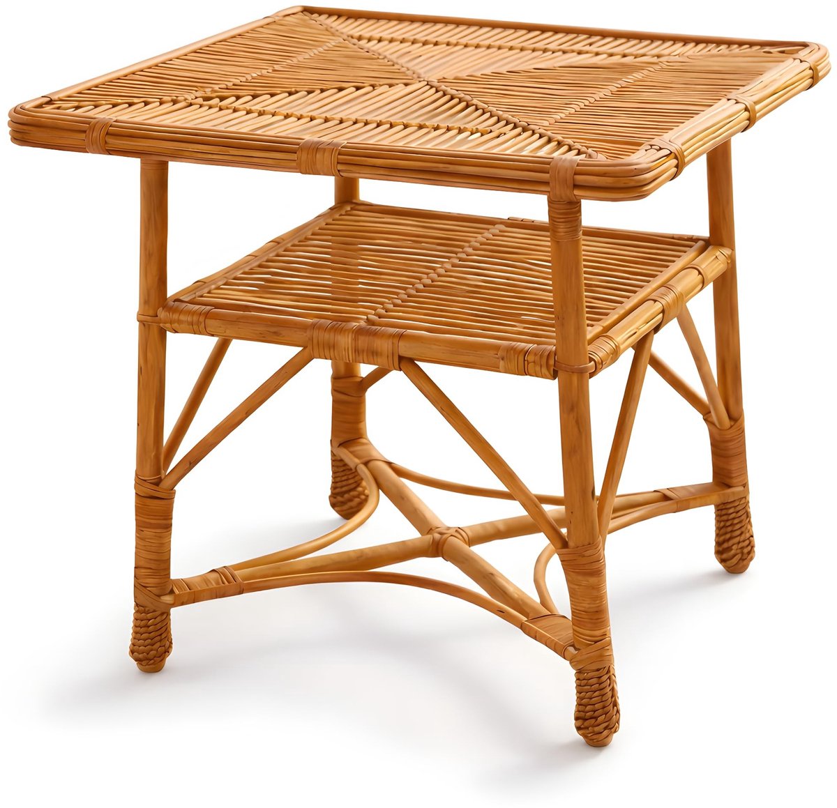 Ronde Wicker Tafel - 54 x 54 cm - Natuurlijk gelakt