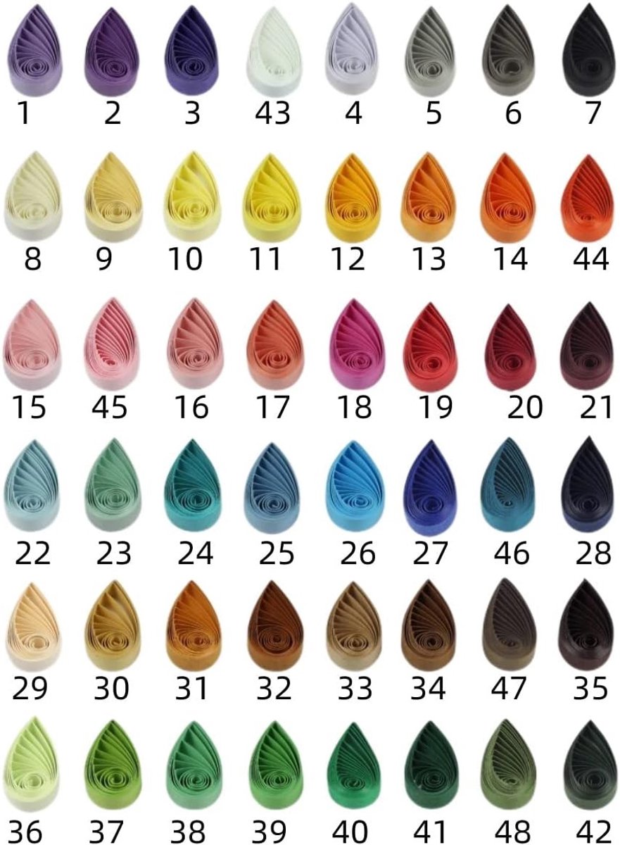 Quilling Papierstroken 10mm in Rood, Zwart, Geel, Roze, Groen, Paars en Wit voor Creatieve Projecten - 120 Stuks van 54cm voor Origami en Knutselen