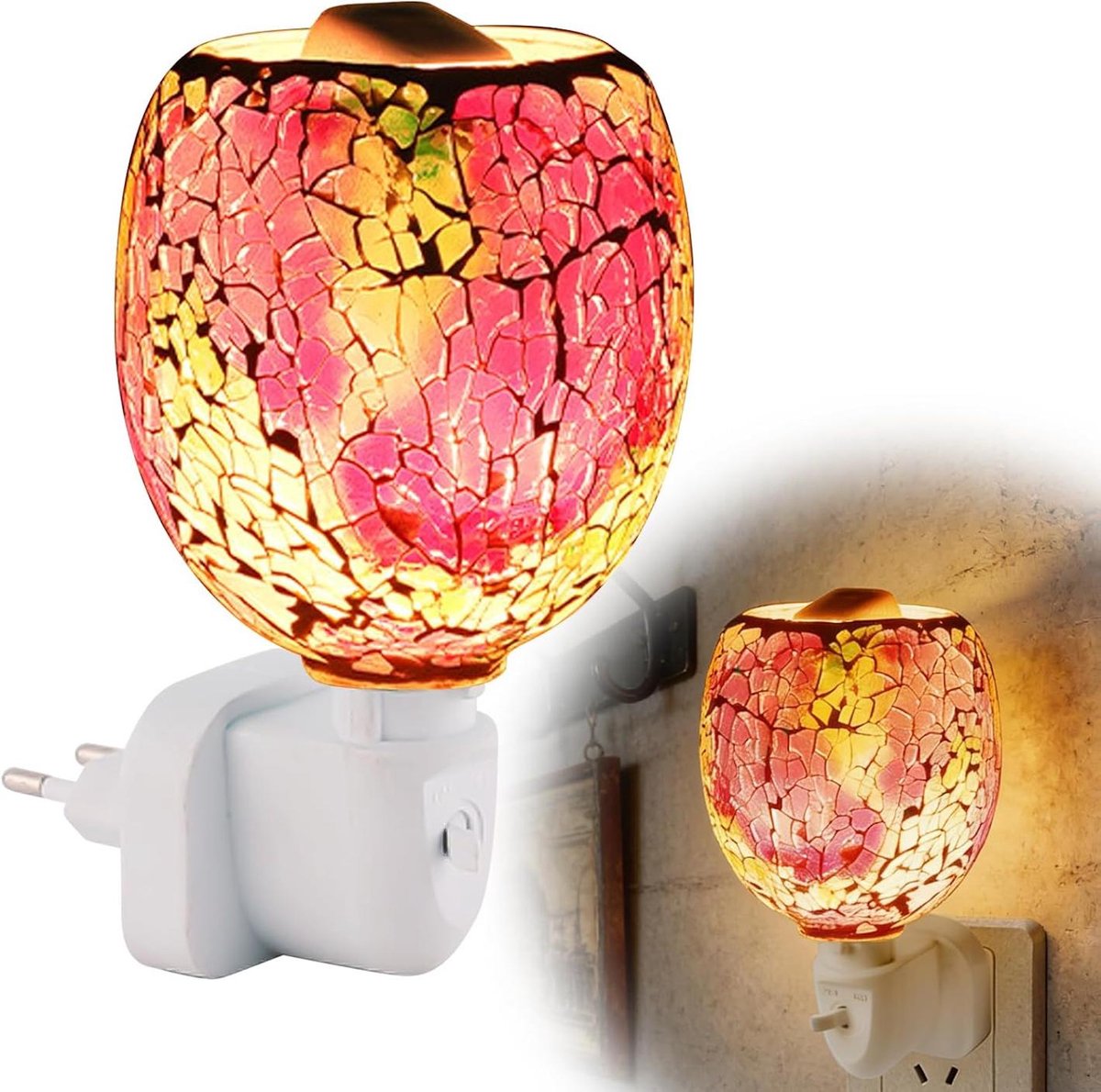 longziming - Elektrische Geurlamp - Plug-in Waxwarmer - 220V Glazen Geurlamp met EU-stekker - Instelbare Helderheid - Geurverwarmer voor Thuis, Kantoor en Slaapkamer - Roze