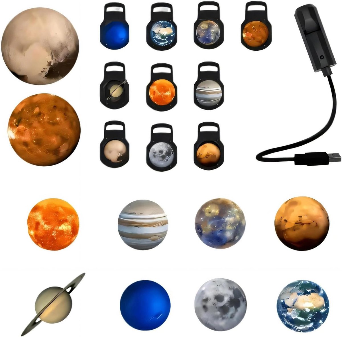 Projector - Planet Projector Sterren Nachtlamp - Planetarium Projector Nachtlamp - Ruimtelamp met Planeten - 360° Draaibaar, 10 Verwisselbare Dia’s, USB Sfeerlamp voor Slaapkamer, Kinderkamer en Woonkamer