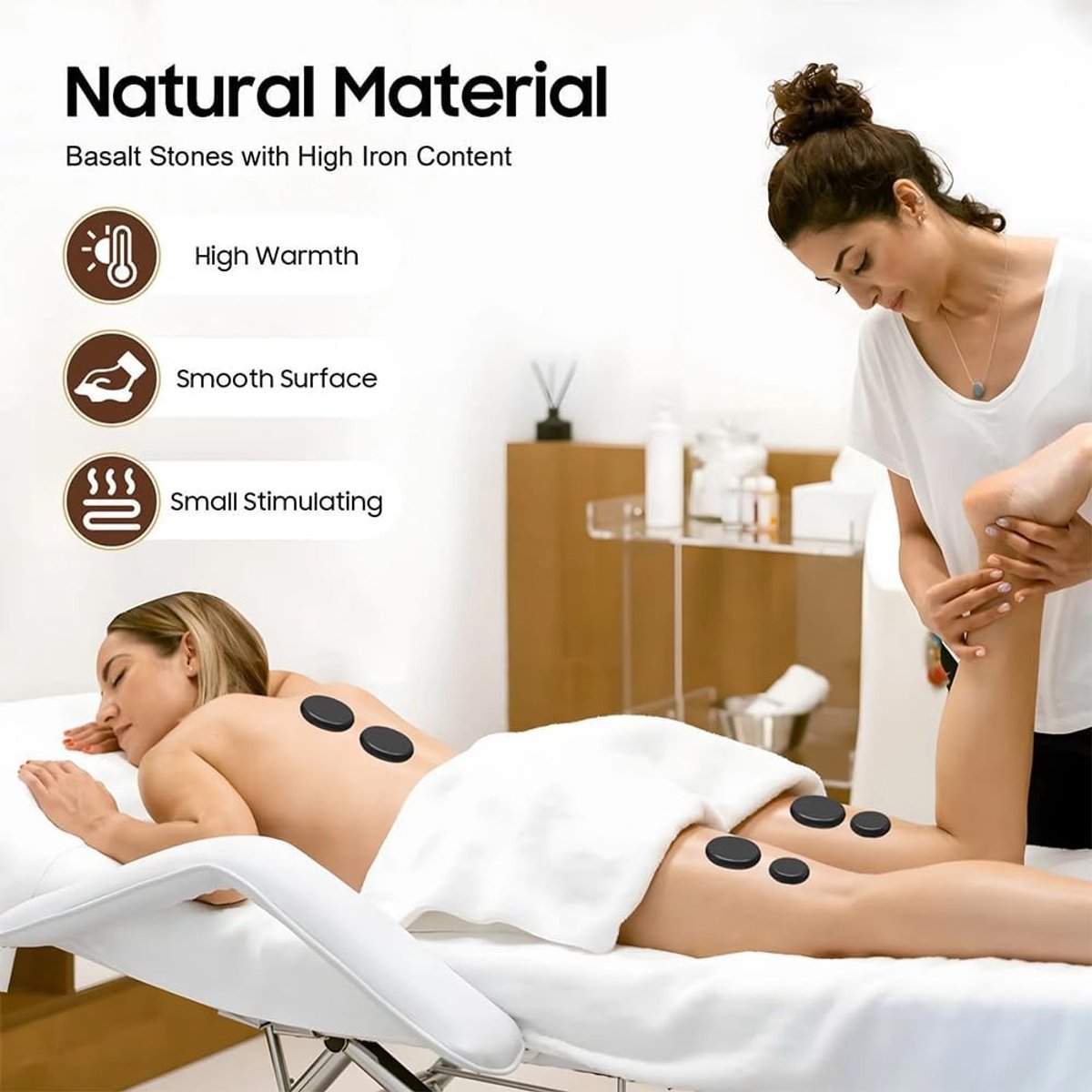 Warmte Massage Set met 28 Massagestenen, Draagbare Verhitte Stenen voor Thuisgebruik, Ideaal voor Ontspanning en Wellness Therapie