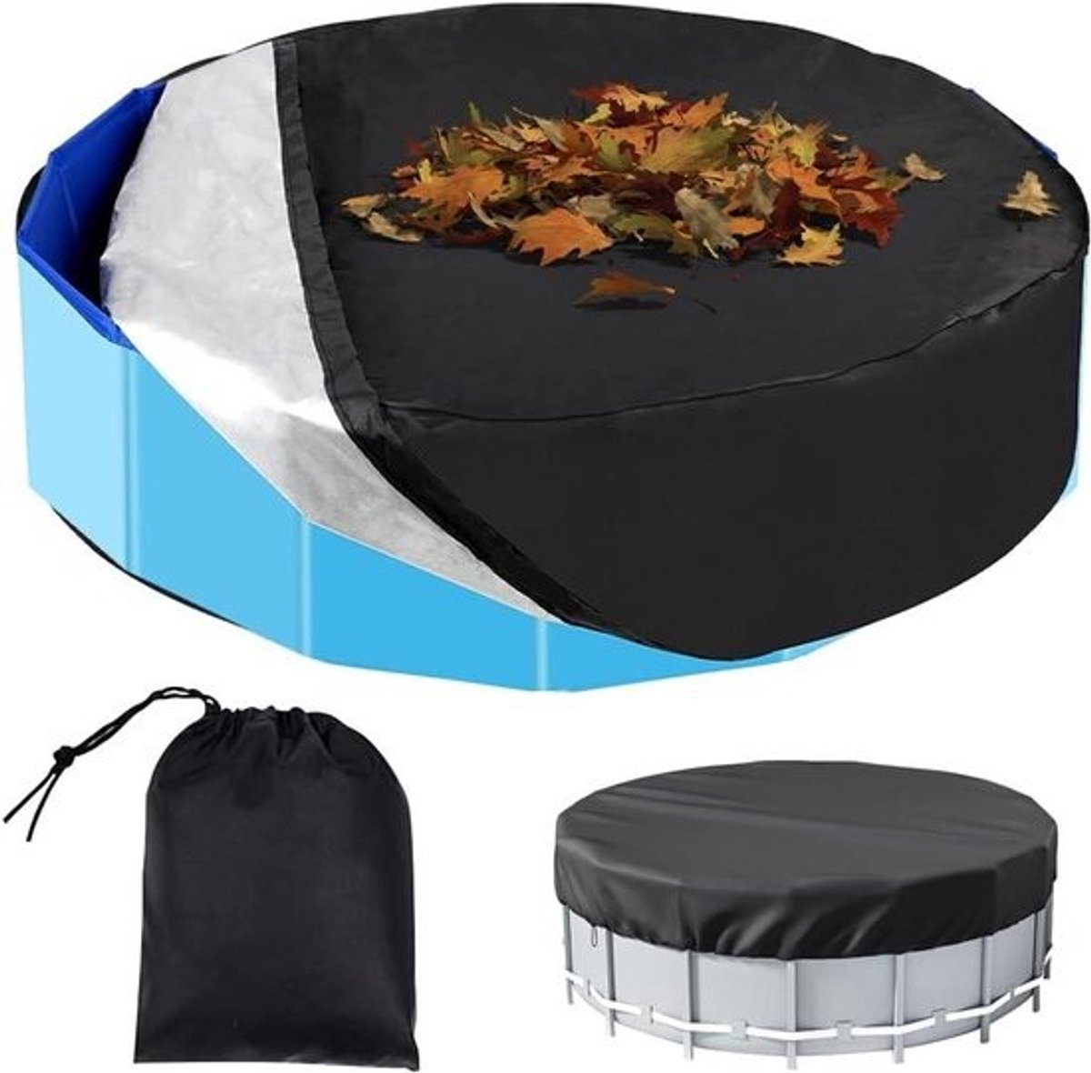 Zwembadafdekking - Waterdicht Deksel - Zwembad Beschermen - UV-Bescherming - 122 cm - Zwart