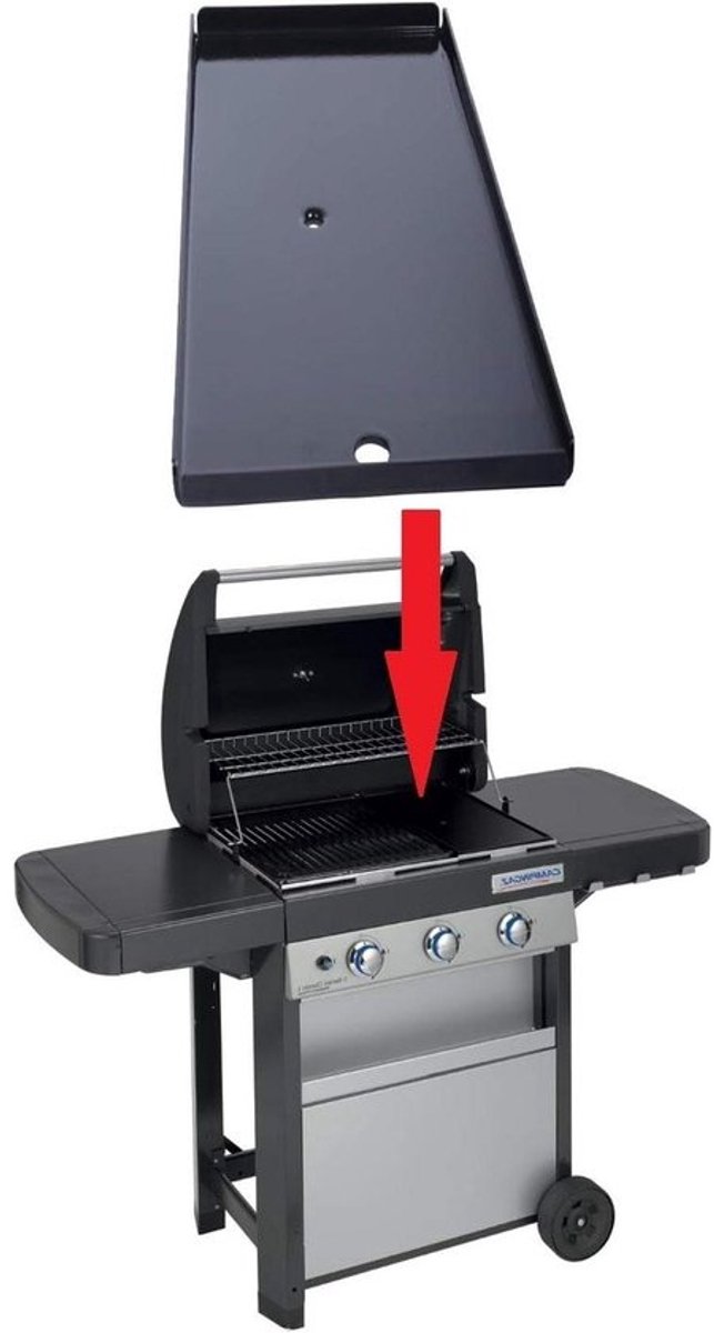 Grillplaat - BBQ Plaat - Buiten Koken - Geëmailleerd Staal - 22.5 x 45 cm - Zwart
