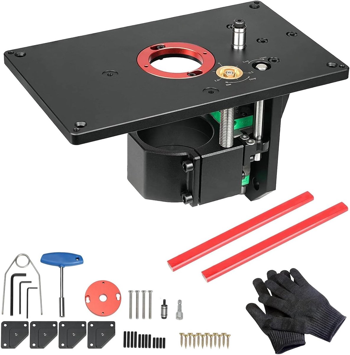 Elevatortafel voor bovenfrees, routertafel lift kit, frezen en trimmen met verstelbare hoogte en robuuste constructie