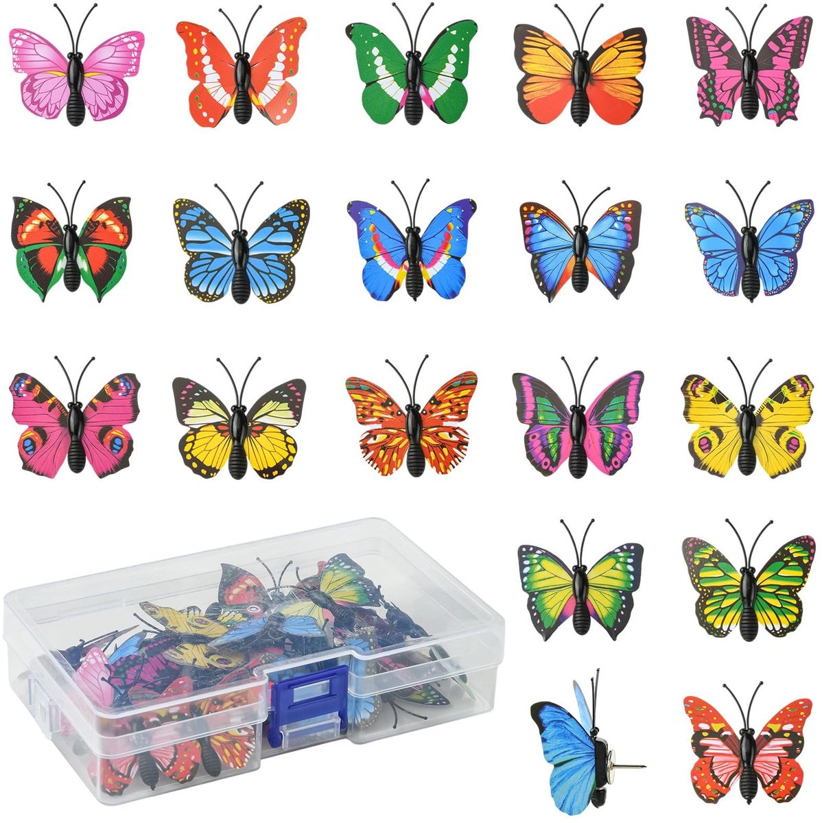 Decoratieve Push Pins - Set van 30 vlinders - Multicolor