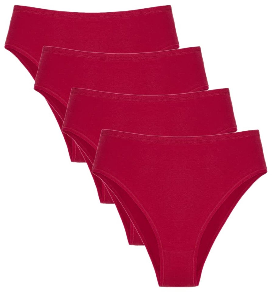 Dames Katoenen Hipster Ondergoed - Rood, Set van 4