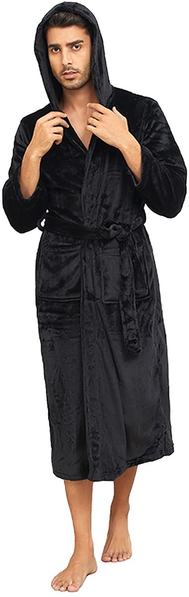 Fleece badjas voor heren - Comfortabel en warm - Zwart