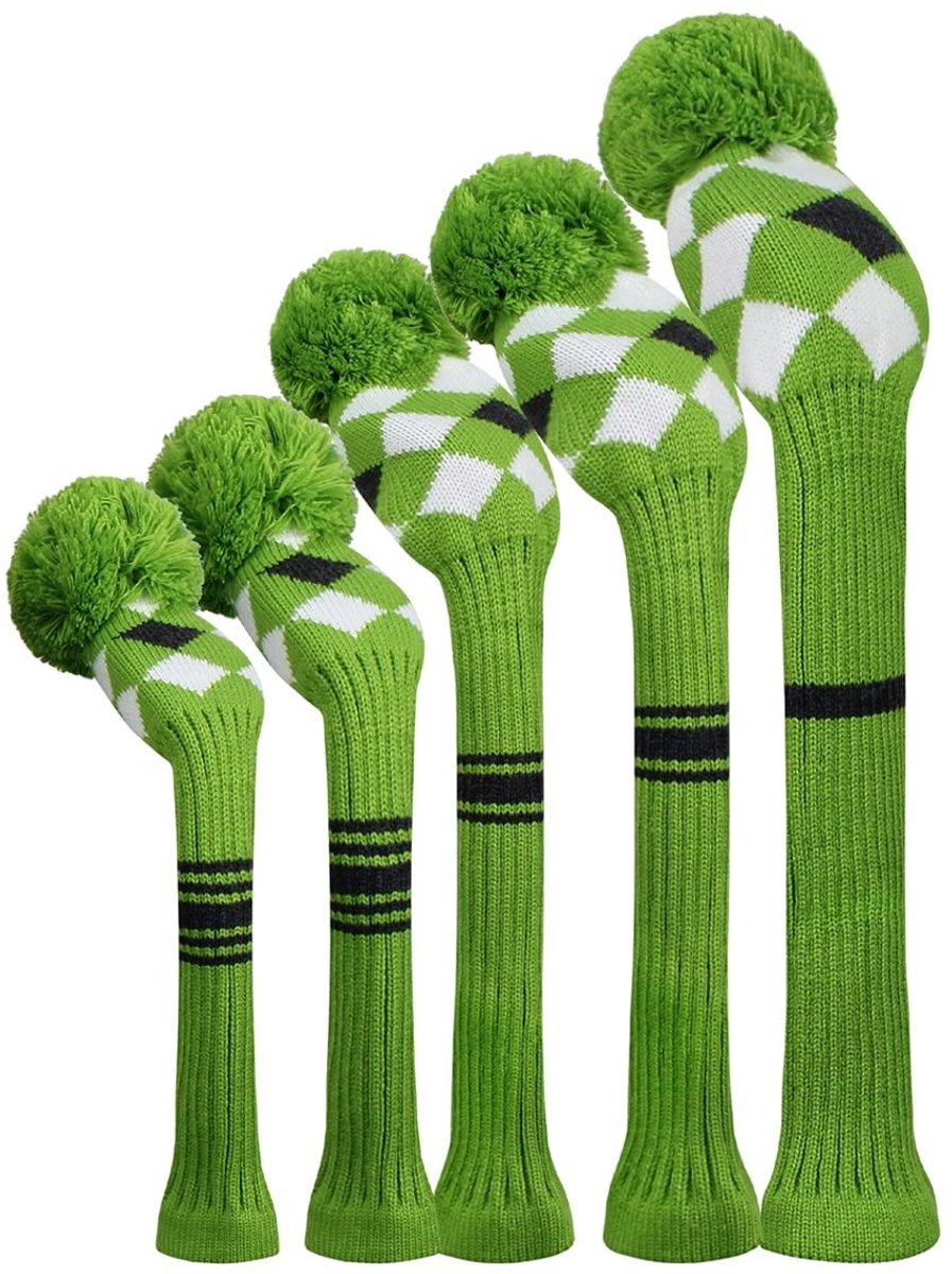 Set van 5 golfclub hoofdkappen - Groen Grijs Wit