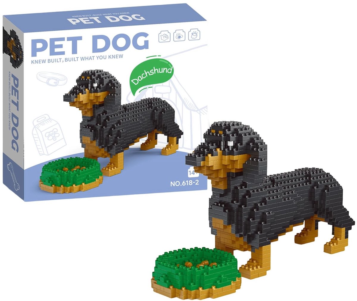 3D Puzzel en DIY Nanoblock Set - Dachshund Hond - 898 Stukjes