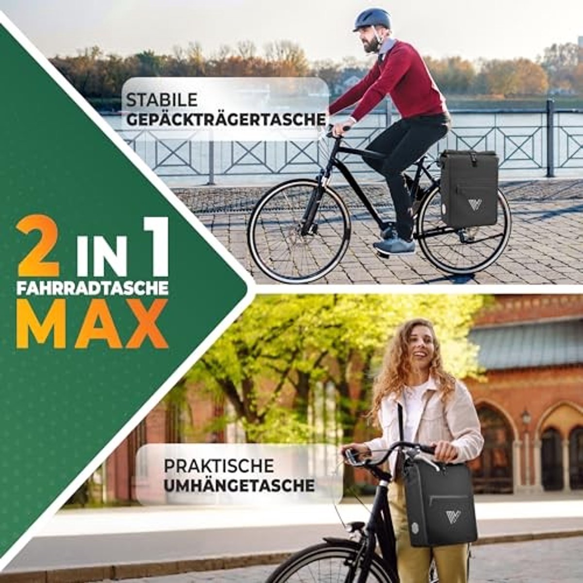 Fietstas 2-in-1 voor bagagedrager - 100% waterdicht, 25L