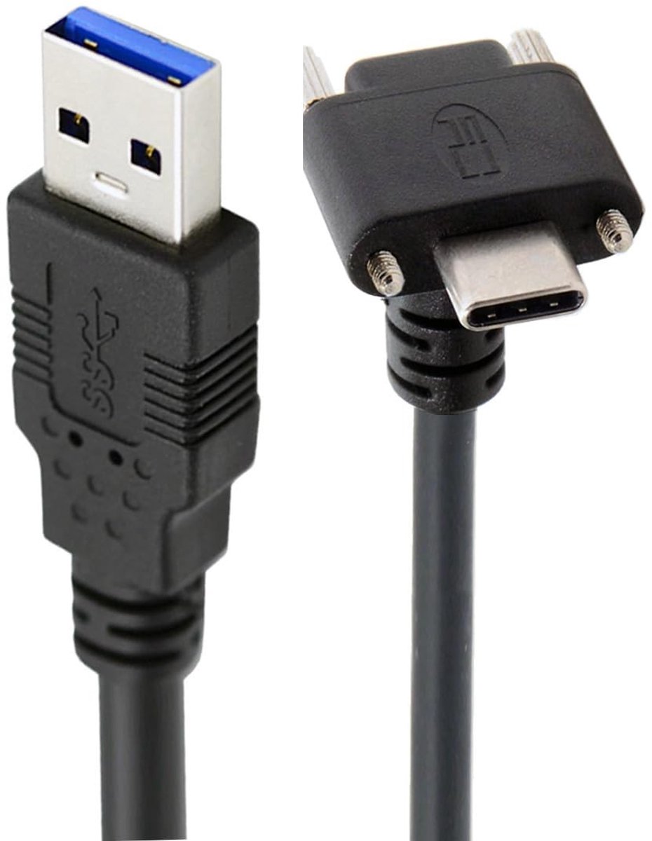 USB 3.1 Type C Kabel - 90 Graden Gebogen - Zwart