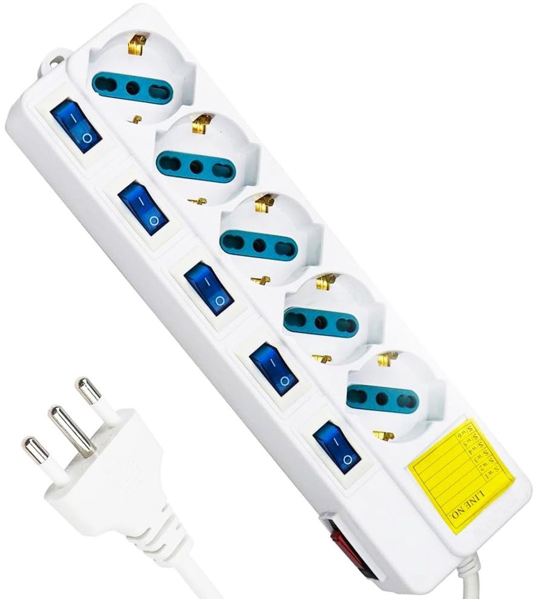 5-voudige stopcontact met verlichte schakelaars - 1.5 m kabel