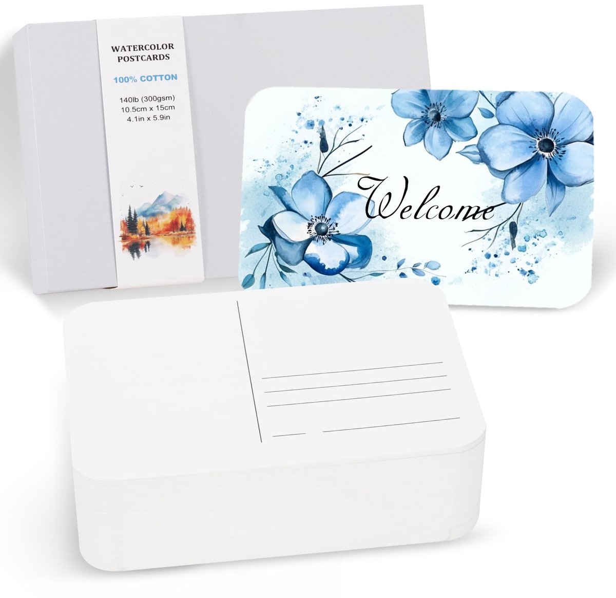 Watercolor Postcards - 100% katoen, 100 vellen