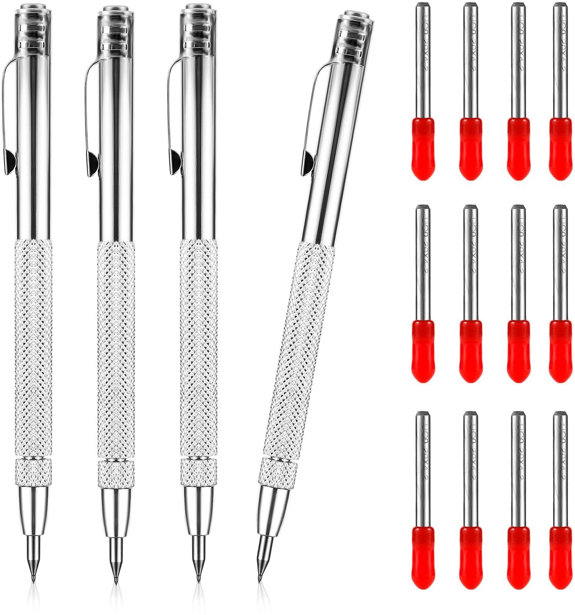 Tungsten Carbide Scriber Set - 2Pcs met 12 vervangtips - Zilver