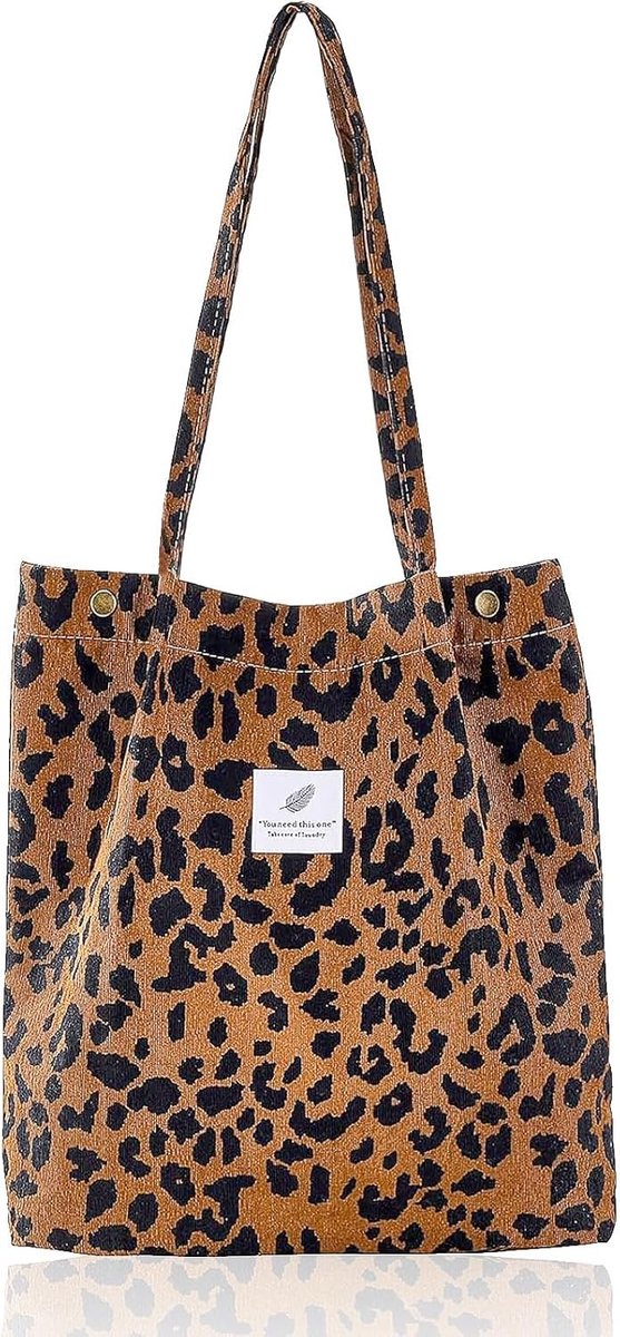 Stijlvolle Grote Corduroy Schoudertas voor Dames - Handige Canvas Shopper voor Kantoor, School en Uitstapjes