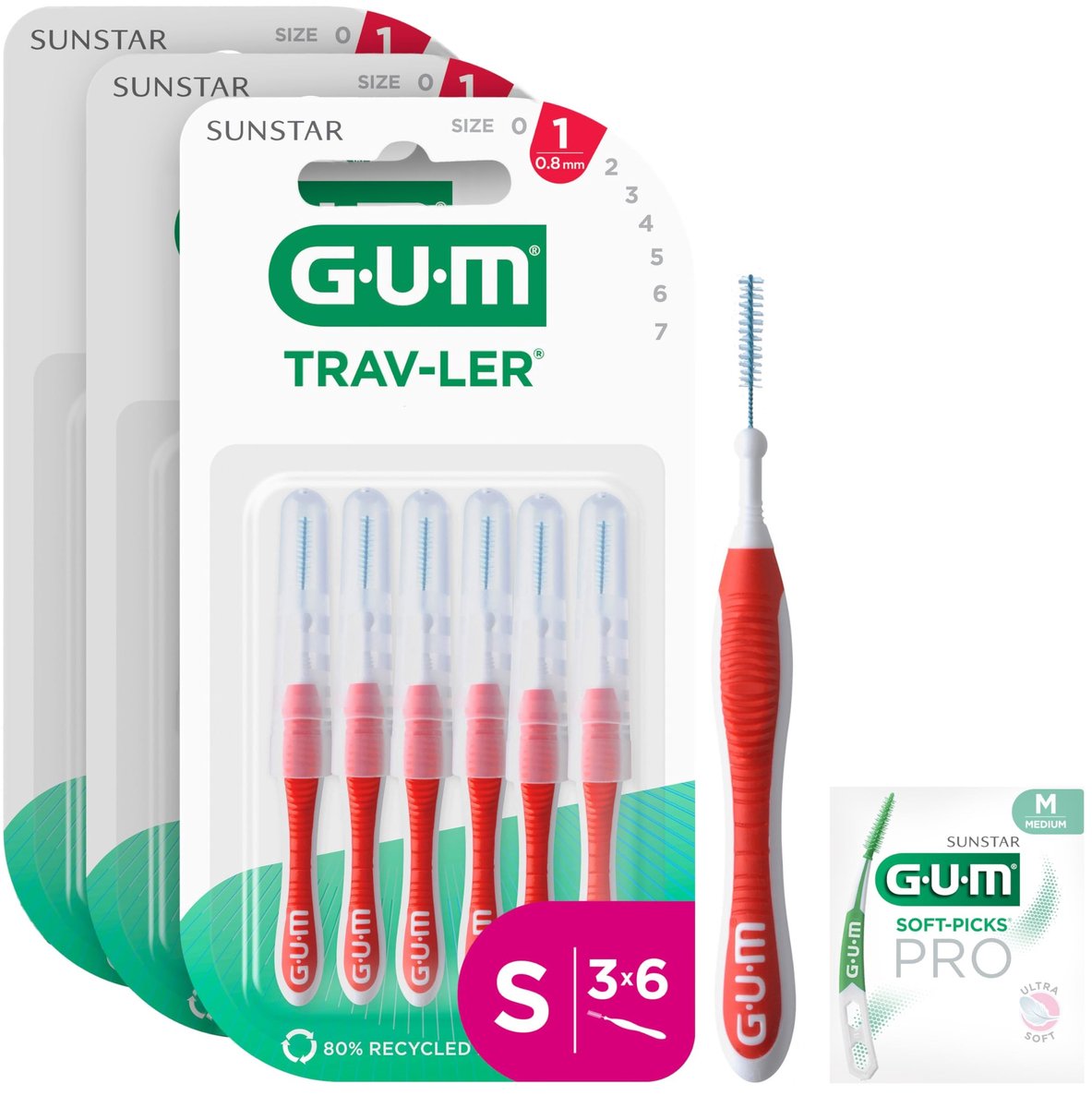 Interdentale Borstels - Voor Grondige Tussentandreiniging - 0.8 mm - 3x6 Bundle