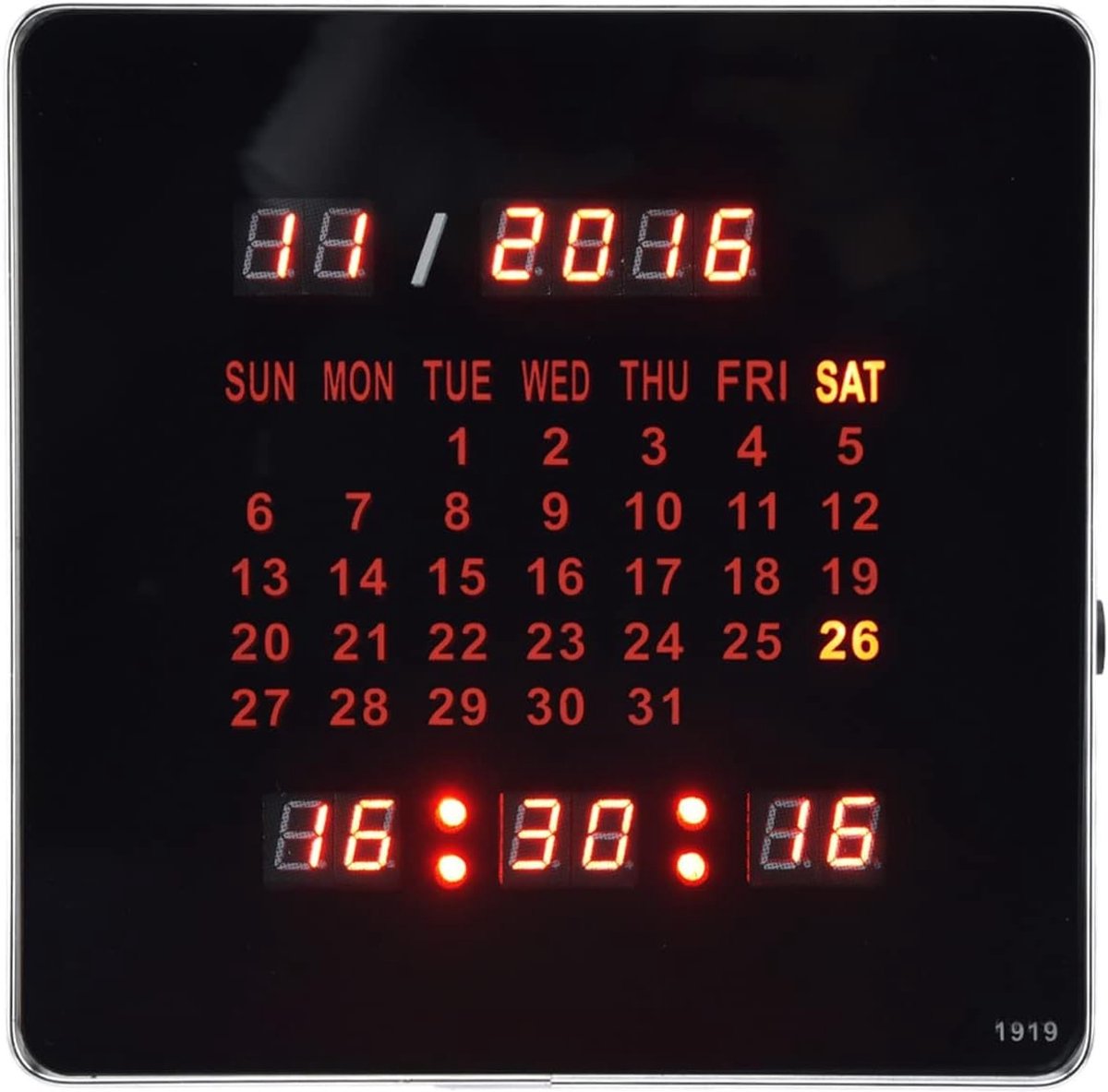 Digitale Wandklok met Groot Display en LED Alarmfunctie, Dubbele Hangfunctie, Antiroest en Geheugen voor Kantoor en Thuisgebruik 100‑240V(EU)