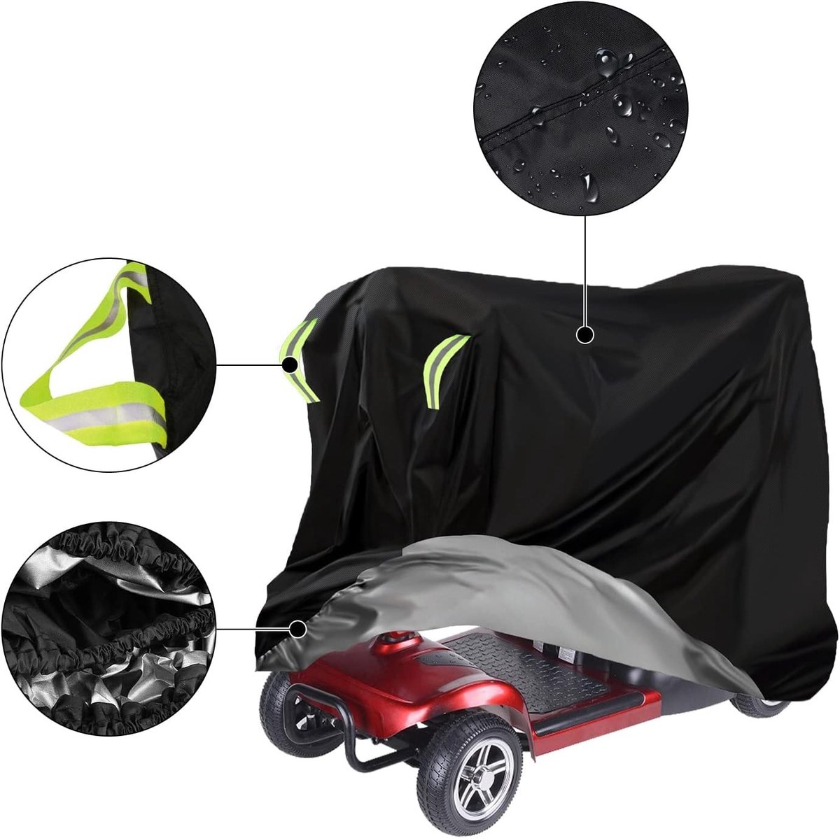 Mobiele Scootmobiel Beschermhoes 170 x 61 x 117 cm - Waterdicht, Zware Kwaliteit, Bescherming tegen Sneeuw, Regen en Zon met Elastische Band