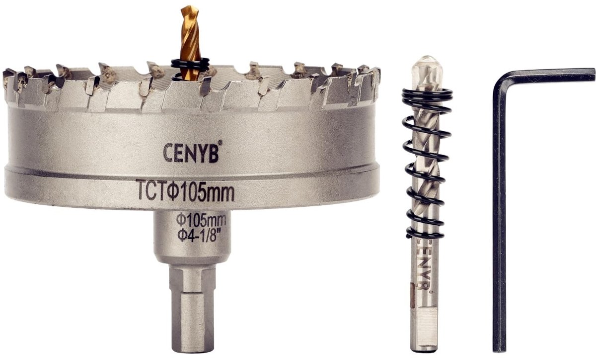 Boorzaag 105mm met 2 Titanium Gehechte Boorbits