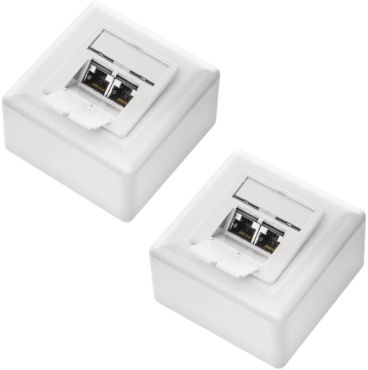CAT6 Netwerkdoos - 2x RJ45 Poort - Beschermd - Wit