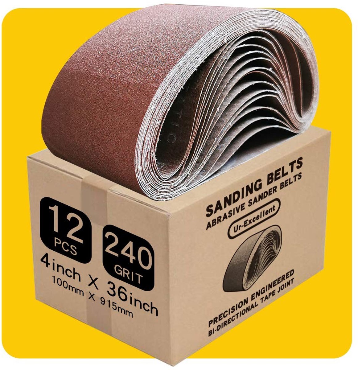 Schuurband 4 x 36 Inch - 240 Grit Aluminium Oxide - 12 Stuks
