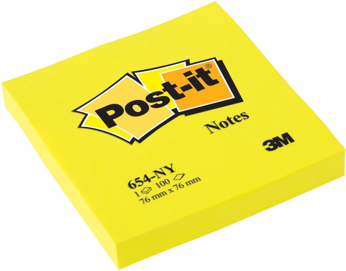 Post-It Notes - Neon Geel - 76 mm x 76 mm - 6 blokken