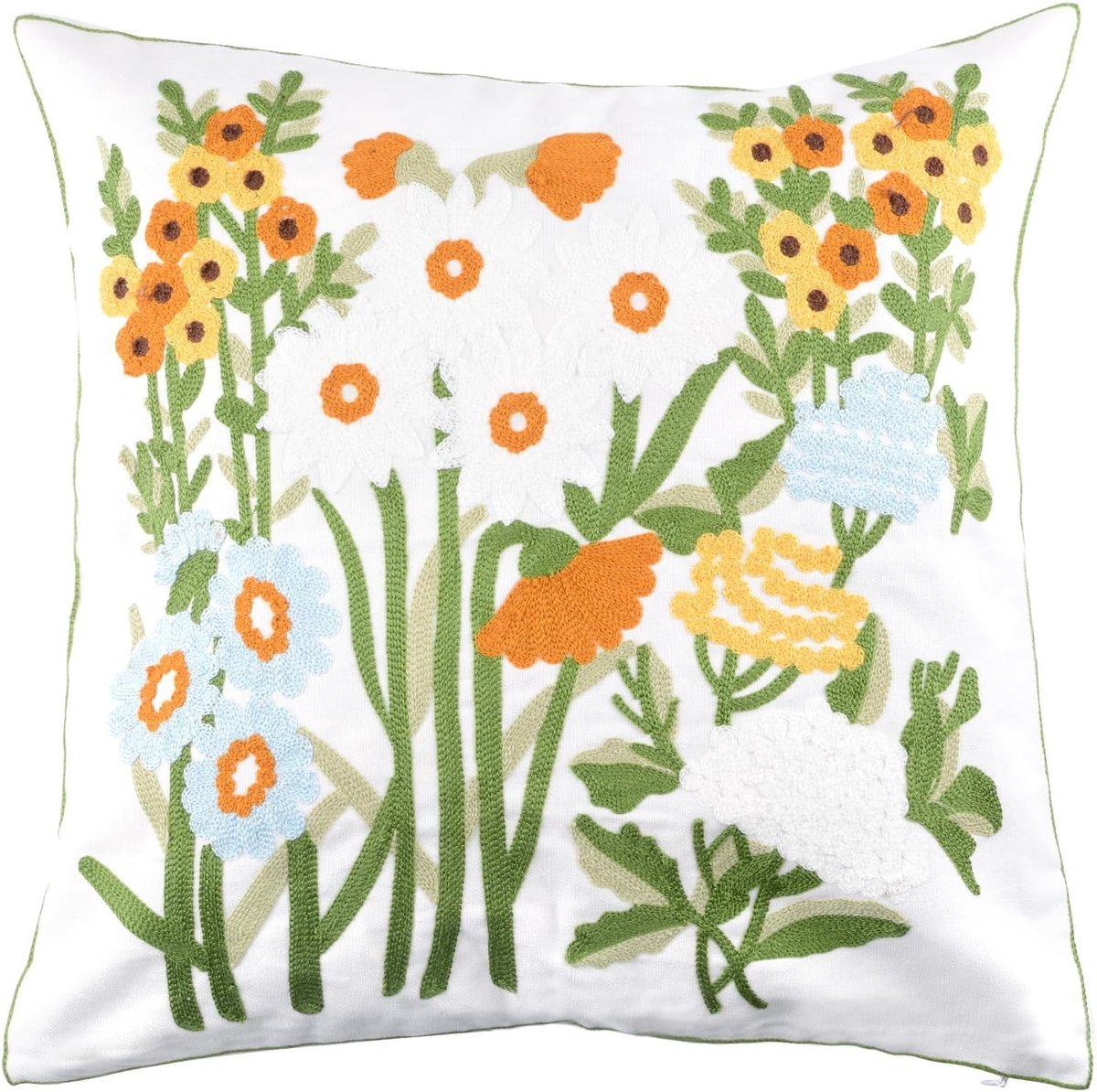 Decoratieve Kussenhoezen 45 x 45 cm van Katoen met Bloemenborduursel voor Sofa en Slaapkamer, Ideaal voor Buiten en Binnengebruik met Ritssluiting