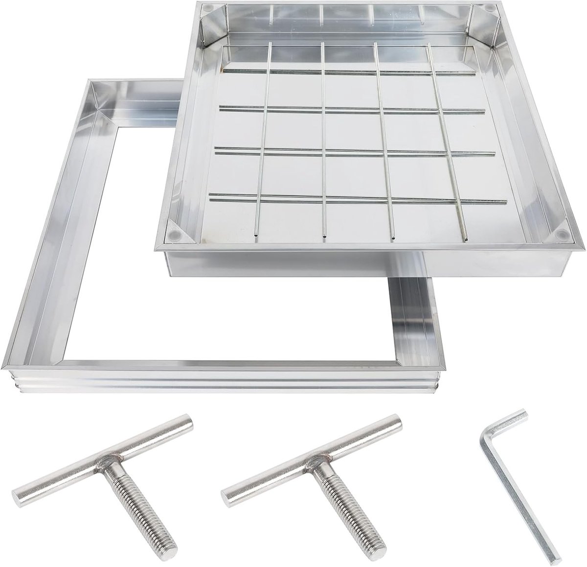 Aluminium Inspectielid met Frame, Ingebouwde Schachtdeksel, Vierkant en Waterdicht 500 x 500 x 55 mm voor Binnen en Buiten Gebruik