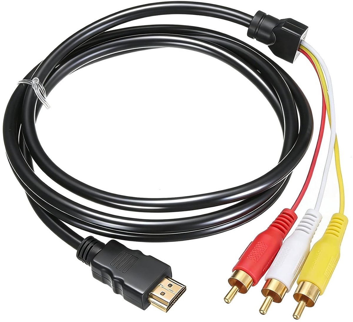 HDMI naar RCA-kabel 1,5 m voor HD-speler naar tv, AV-aansluiting, ondersteuning voor 480i/480p/720p/1080p, ideaal voor HDTV en video-overdracht
