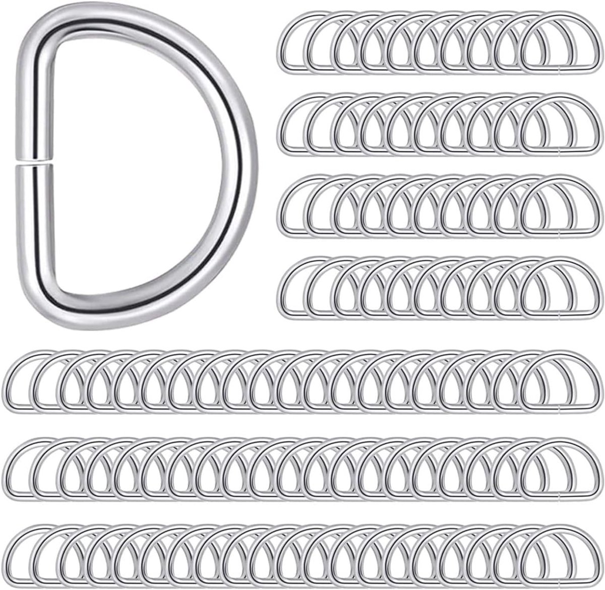 D-ring Bevestigingsringen Set van 100 Stuks voor Handwerken, Klussen en Creatieve Projecten