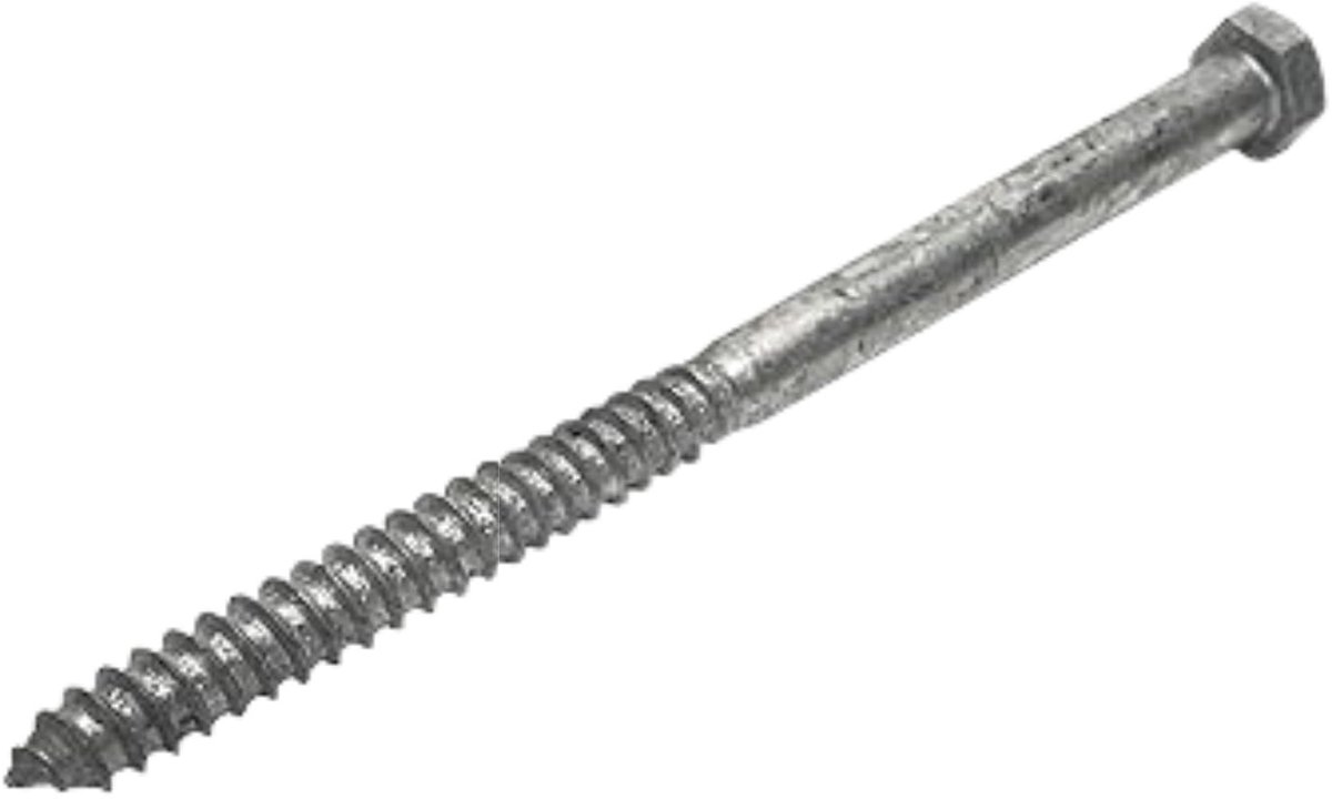 10 Pack Lag Schrauben 1/2" x 25,4 cm - Hex Head - Gegalvaniseerd