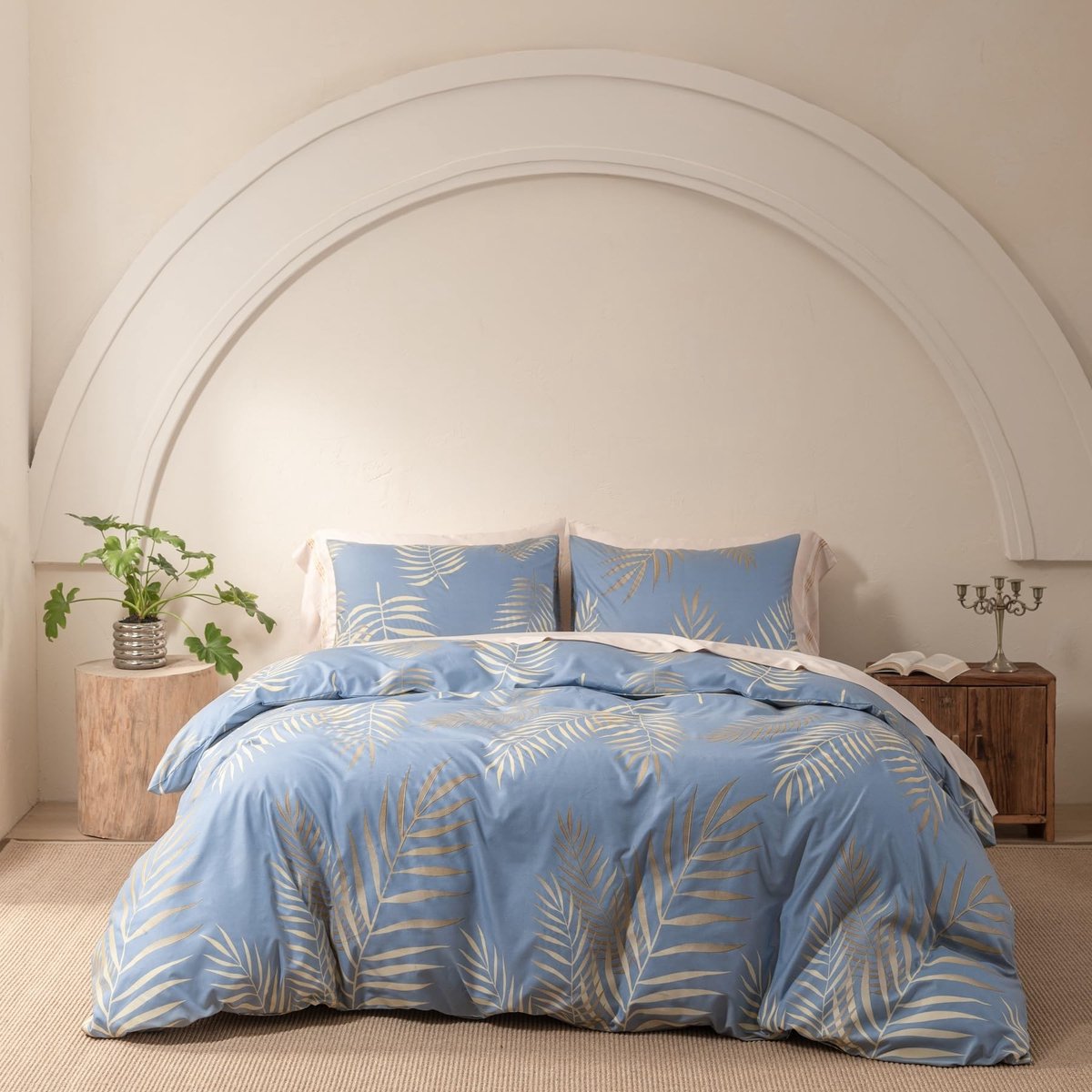 Beddenset - 200 x 220 cm - Gouden Blad Design - Microfiber