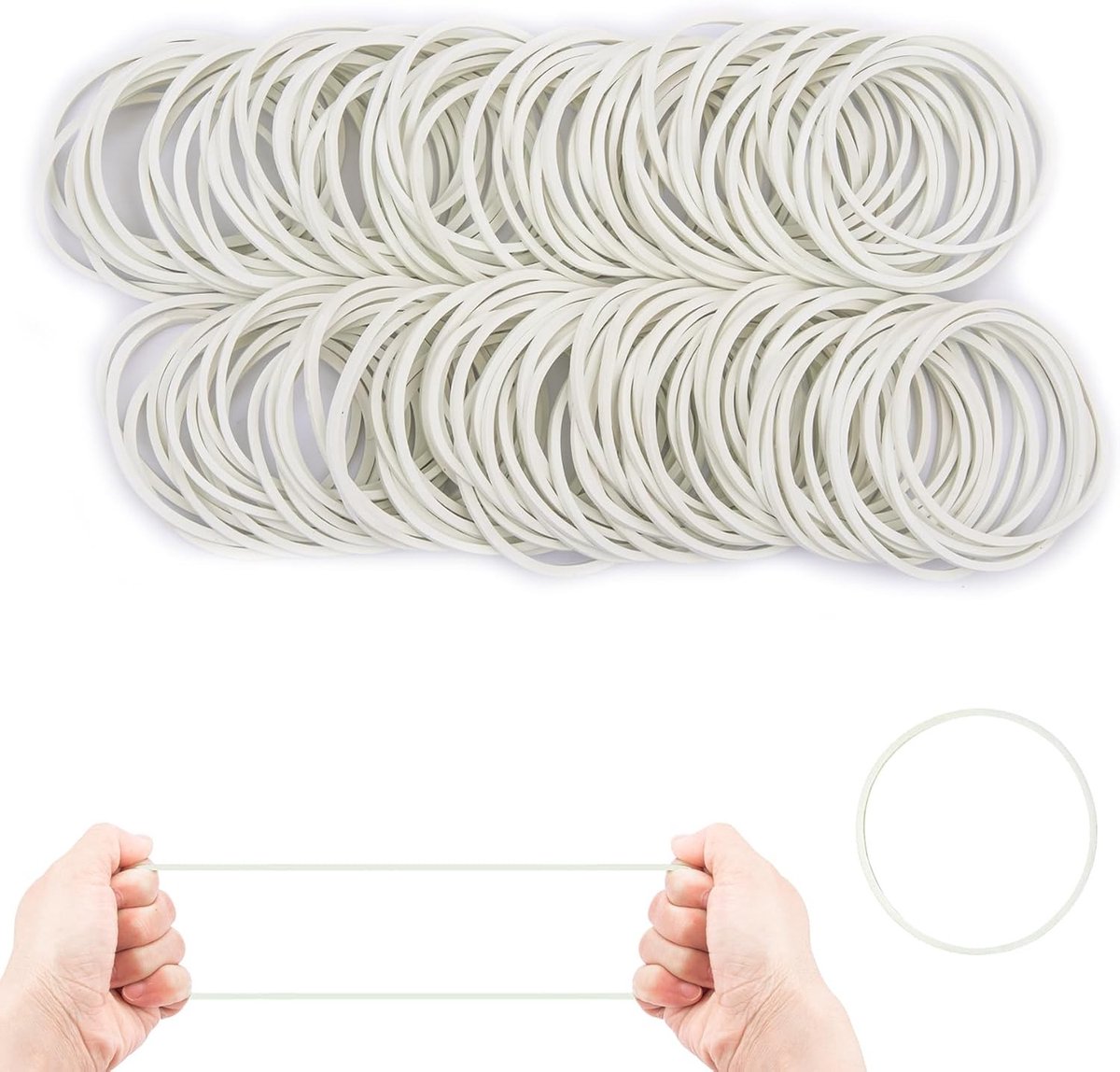 Dikke Natuurlijke Rubberbanden 38mm - 400 Stuks Sterke Elastische Bands voor Knoopwerk, Haaraccessoires en Creatieve Projecten