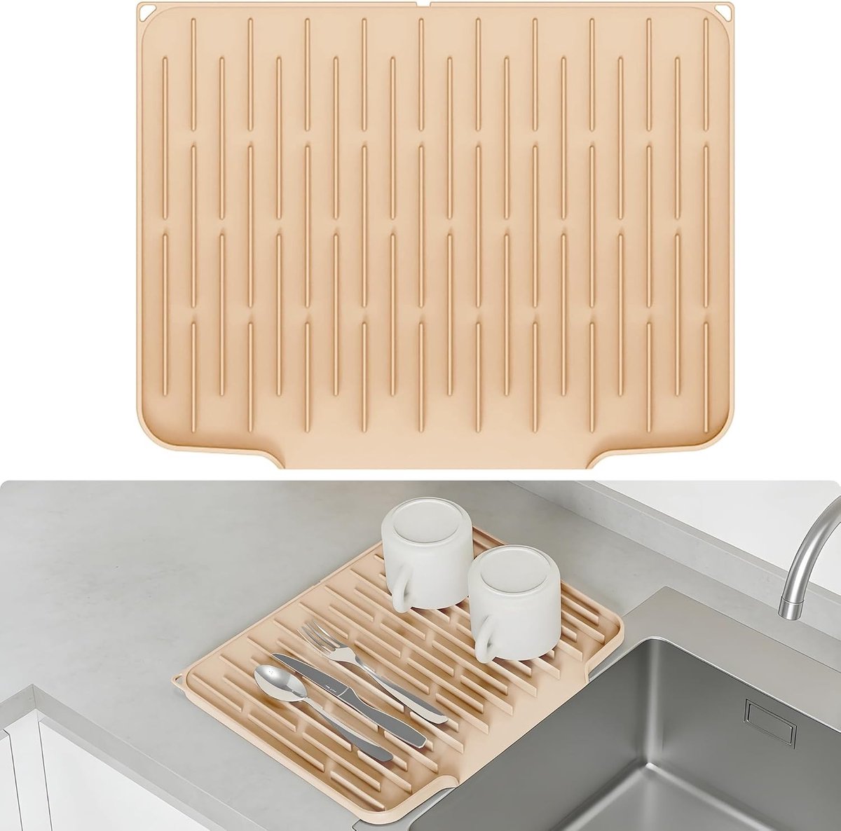 Verhoogde Siliconen Afvoer Mat voor Afwassen, Warmtebestendig en Antislip, Geschikt voor Keuken en Aanrecht