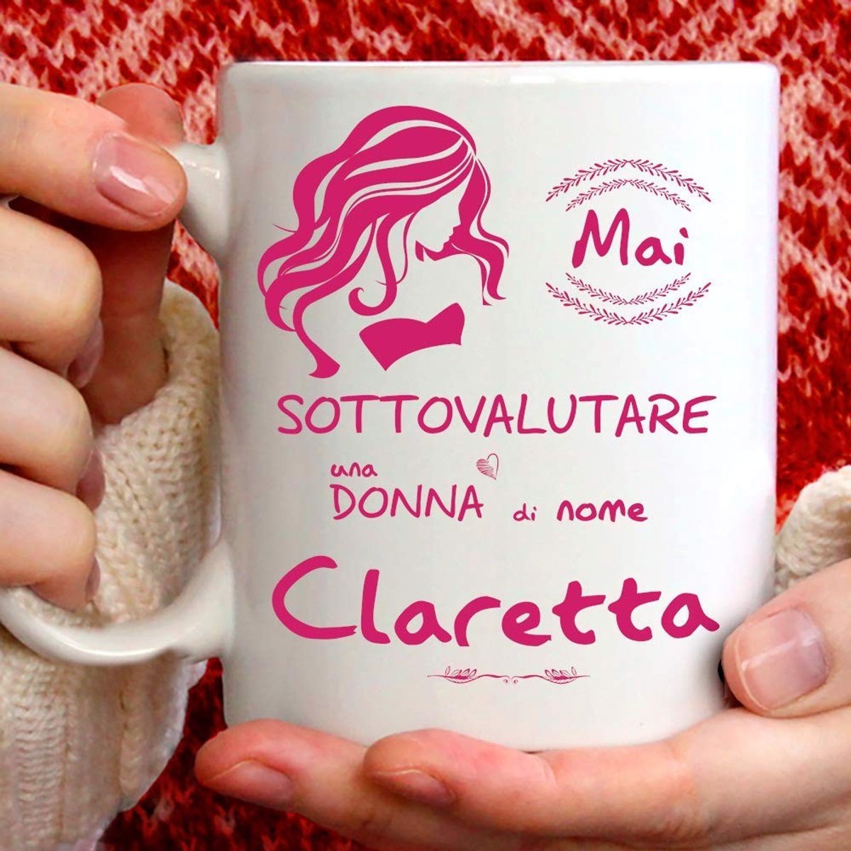 Keramische Mok Claretta met Leuke Tekst - Geschikt voor Koffie en Thee - Wit
