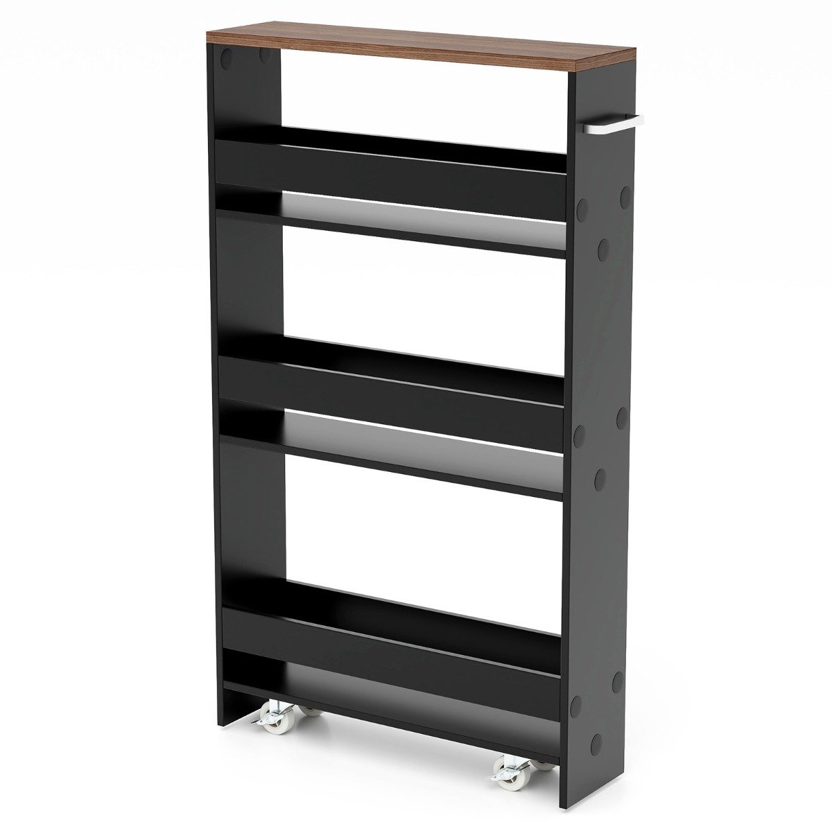 SureDeal® - Keukentrolley - Rolbare Lagen Smalle - Zij Handvat Ruimtebesparende - Keuken Badkamer - 47,5x13x80,5 cm - Donkerbruin