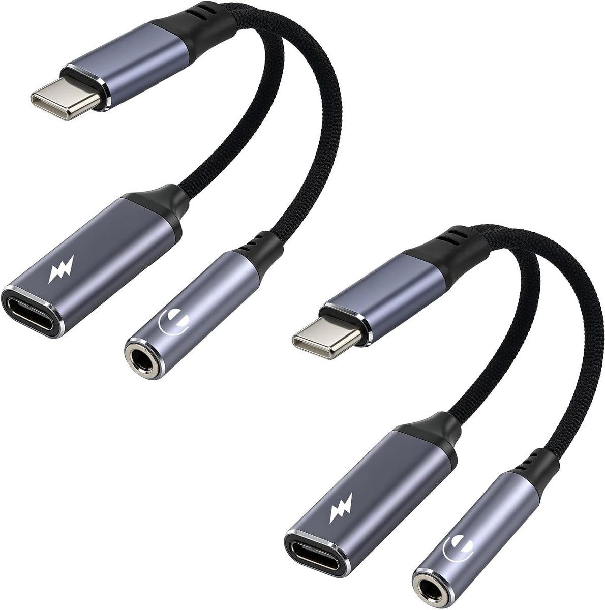 2-in-1 USB C naar 3.5mm Jack Adapter met PD 60W Snelladen voor iPhone en Samsung Smartphones, Geschikt voor Hoofdtelefoons en Audioapparatuur