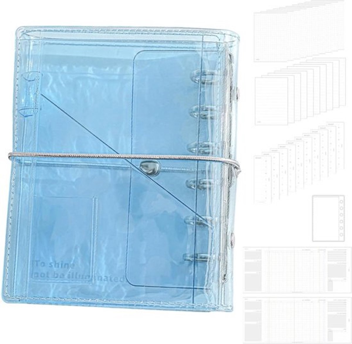 Notitieboek met ringband - Dagboek Planner - Organiseren van notities - Drievoudig map design - A7 formaat - Blauw