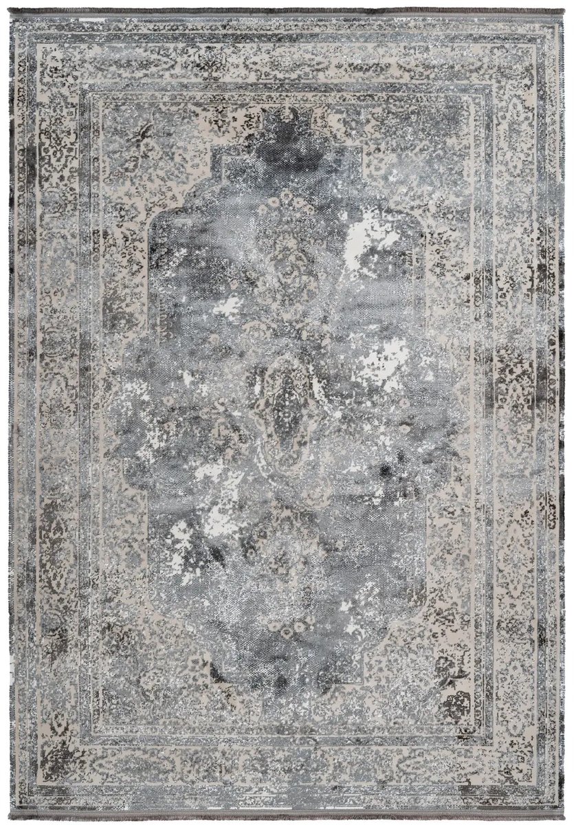Dutch XXL Vintage Vloerkleed | Tapijt | Elysee | Medaillon | Zilver | 160x230 cm
